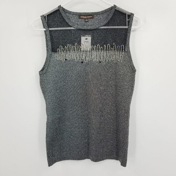 NWT Adrienne Vittadini Shimmer Beaded Women's Sleeveless Tank Top Size Large - Picture 1 of 8